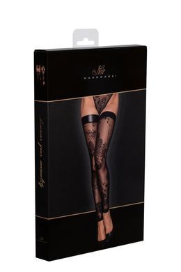Чулки без мыска Noir Handmade F243 Tulle stockings with patterned flock embroidery, 3XL SX0160 фото