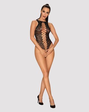 Ажурний бодістокінг із ефектом шнурівки Obsessive B129 teddy black XL/XXL, чорний, з доступом SO7214 фото