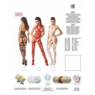 Бодістокінг Passion BS053 red, комбінезон, імітація панчох і пояса PBS053R фото