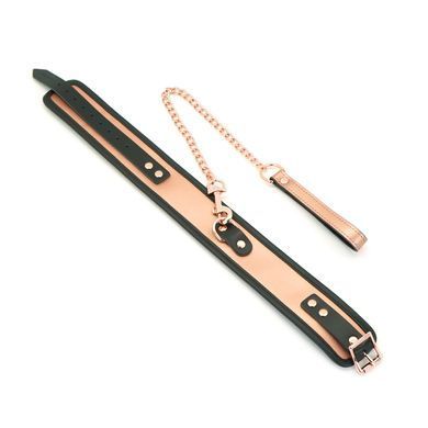 Широкий ошейник с поводком Liebe Seele Rose Gold Memory Collar with Leash, натуральная кожа SO9494 фото