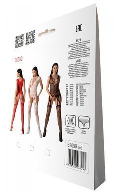 Бодистокинг с плетением на груди Passion BS099 One Size, red, открытый доступ, имитация подвязок SO8939 фото