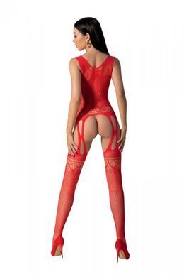 Бодистокинг с плетением на груди Passion BS099 One Size, red, открытый доступ, имитация подвязок SO8939 фото