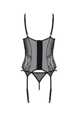Корсет Passion LEAFA CORSET black, XXL/XXXL, м'які чашки, затискачі для панчіх, стрінги в комплекті SX0505 фото