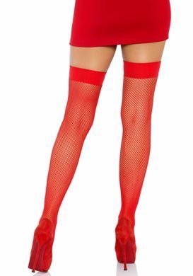 Чулки-сетка с атласным бантиком Leg Avenue Fishnet Thigh Highs With Bow One size, Red SO7971 фото