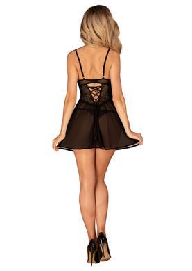 Еротичний комплект Obsessive Chemeris babydoll & thong XL/2XL, пеньюар та стрінги SO9760 фото