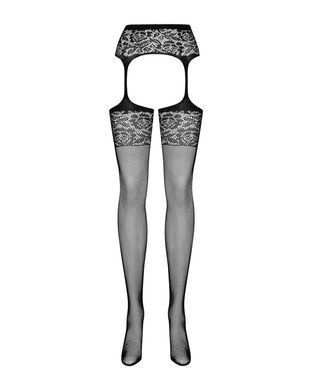 Сетчатые чулки-стокинги с имитацией гартеров Obsessive Garter stockings S500 S/M/L, черные SO7273 фото