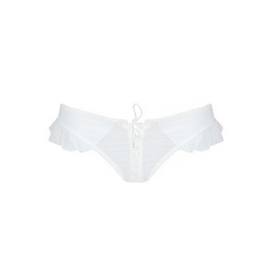 Трусики в горошок, з рюшами та шнурівкою Passion FATIN THONG XXL/XXXL, white SO5345 фото