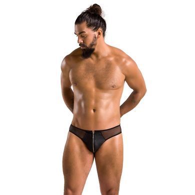 Мужские слипы на молнии Passion 042 SLIP TIMMY S/M Black, экокожа, сетка SO7598 фото