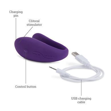 Недорогой вибратор для пар We-Vibe Unite Purple, однокнопочный пульт ДУ SO6936 фото