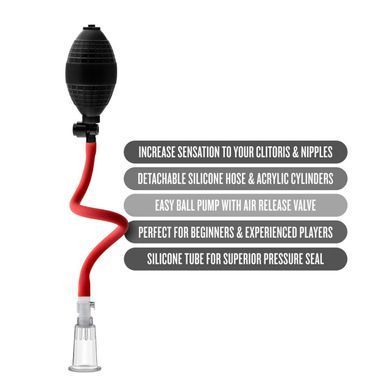 Вакуумная помпа для клитора Blush Temptasia &ndash; Beginner's Clitoral Pumping System, механическая, груша SO8839 фото