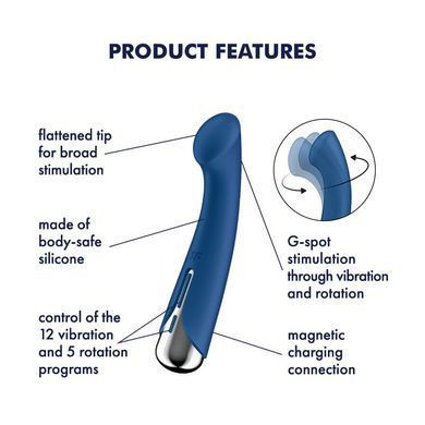 Вибратор с ротацией Satisfyer Spinning G-Spot 1 Blue, плоская площадка для стимуляции точки G SX0556 фото
