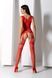 Бодистокинг с плетением на груди Passion BS099 One Size, red, открытый доступ, имитация подвязок SO8939 фото 9