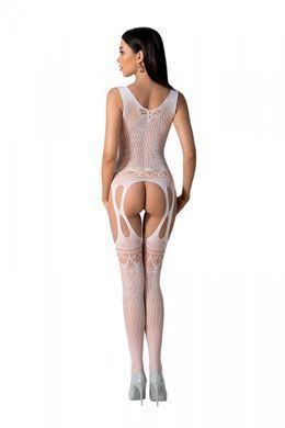 Бодистокинг с плетением на груди Passion BS099 One Size, white, открытый доступ, имитация подвязок SO8940 фото