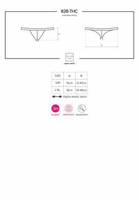Кружевные танга с доступом Obsessive 828-THC-1 crotchless thong L/XL, черные SO7174 фото