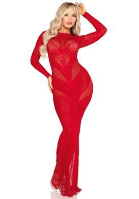 Платье Leg Avenue Lace and Net Bodycon Gown One Size, Red SX1738 фото