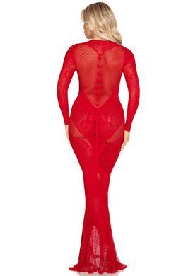 Платье Leg Avenue Lace and Net Bodycon Gown One Size, Red SX1738 фото