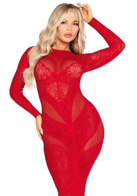 Платье Leg Avenue Lace and Net Bodycon Gown One Size, Red SX1738 фото