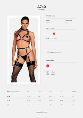 Портупея на грудь Obsessive A740 harness black O/S, искусственная кожа SO7853 фото