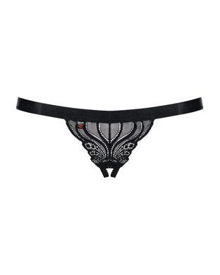Кружевные танга с доступом Obsessive 828-THC-1 crotchless thong L/XL, черные SO7174 фото