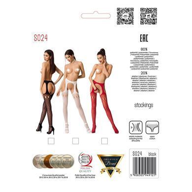 Еротичні панчохи-стокінги Passion S024 One Size, Red, імітація панчіх та пояса з гартерами PSS024R фото