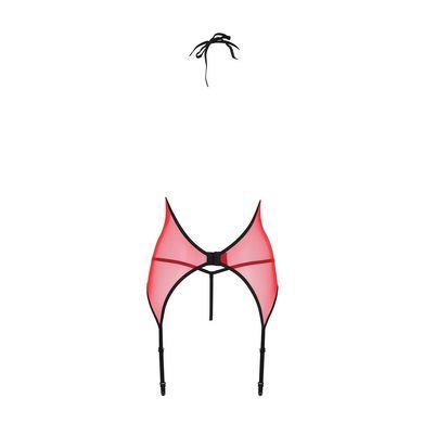 Корсет с пажами для чулок Passion PEONIA CORSET L/XL red, стринги SO8463 фото