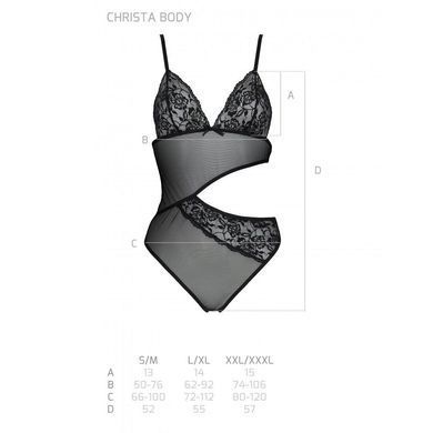 Боди с ажурным лифом Passion CHRISTA BODY XXL/XXXL, black SO5755 фото