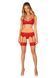 Чулки Obsessive Ingridia stockings XS/S, бежевые с красной резинкой SO9040 фото 4