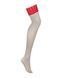 Чулки Obsessive Ingridia stockings XS/S, бежевые с красной резинкой SO9040 фото 3