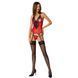 Корсет с пажами для чулок Passion PEONIA CORSET L/XL red, стринги SO8463 фото 3