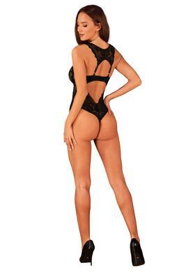 Кружевное боди Obsessive Donna Dream crotchless teddy XL/2XL Black, открытый доступ SO8635 фото