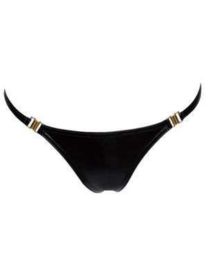 Трусики с мокрым эффектом Noir Handmade P008 Powerwetlook panty with gold clasp, S, на застежках SX0171 фото