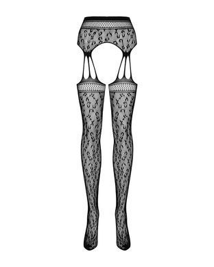 Сетчатые чулки-стокинги под леопард Obsessive Garter stockings S817 S/M/L, имитация гартеров, с дост SO7275 фото
