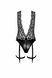 Боді Noir Handmade F297 Libido, L, чорне, мереживо, низ під латекс, відкритий доступ, гартери SX0221 фото 5
