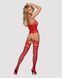 Бодистокинг Obsessive Bodystocking F214 red S/M/L, имитация корсета и чулок на подвязках SO7225 фото 4