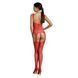 Бодістокінг Passion ECO BS008 red, з доступом, флористичний декор, імітація підв&rsquo;язок SO7083 фото 2