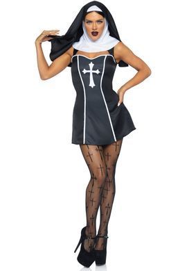 Костюм черниці Leg Avenue Naughty Nun S, сукня, головний убір SO8550 фото