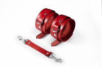 Поножі Feral Feelings &ndash; Ankle Restraints, натуральна шкіра, red SO8258 фото
