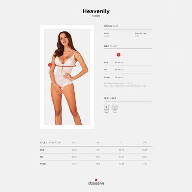 Эротическое полупрозрачное боди Obsessive Heavenlly crotchless teddy XL/2XL, с доступом SO8168 фото