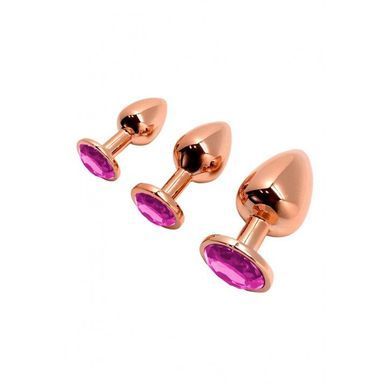 Металлическая анальная пробка Wooomy Tralalo Rose Gold Metal Plug Magenta L, диаметр 4 см, длина 9 с SO7425 фото
