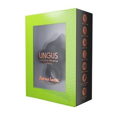 Эрекционное виброкольцо Adrien Lastic Lingus Black с язычком и щеточкой для стимуляции клитора AD30649 фото