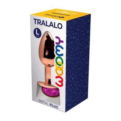 Металлическая анальная пробка Wooomy Tralalo Rose Gold Metal Plug Magenta L, диаметр 4 см, длина 9 с SO7425 фото