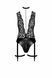 Боді Noir Handmade F297 Libido, XL, чорне, мереживо, низ під латекс, відкритий доступ, гартери SX0222 фото 4