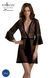 Пеньюар Passion LEAFA PEIGNOIR black, XXL/XXXL, довжина трохи вище коліна, широкі рукави, зав'язується на пояс SX0508 фото 1