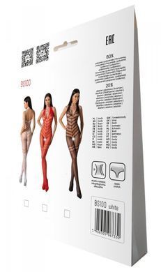 Бодистокинг с плетением на животике Passion BS100 One Size, white, декоративный шов, с доступом SO8943 фото