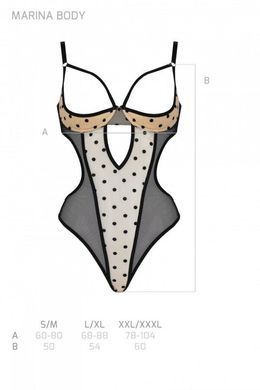 Эротическое боди Passion MARINA BODY, S/M, beige, с открытыми чашками SO9715 фото