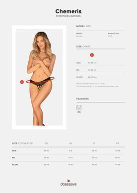 Трусики с доступом Obsessive Chemeris crotchless panties XS/S SO9764 фото