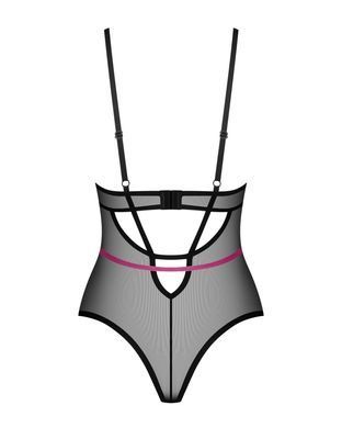 Боди Obsessive Novenes teddy, XS/S, прозрачное, чашки на косточках, декор в виде лент SX0610 фото