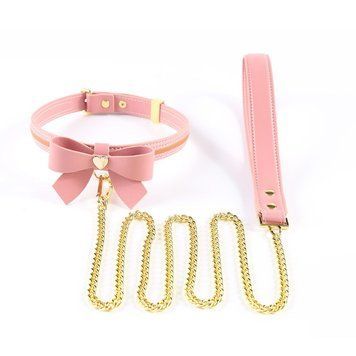 Поводок LOCKINK SEVANDA Love Heart Butterfly Leather Collar Set - Pink SX0864 фото