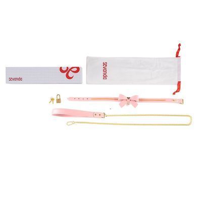 Поводок LOCKINK SEVANDA Love Heart Butterfly Leather Collar Set - Pink SX0864 фото