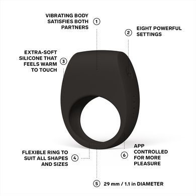 Эрекционное кольцо с вибрацией LELO Tor 3 Black, управление со смартфона SX0700 фото